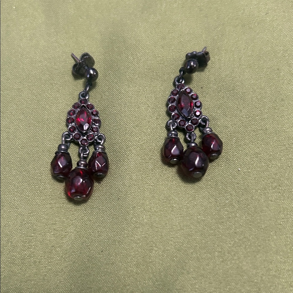 Avon Deep Red Dangle Earrings